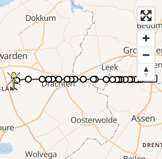 Vlucht Traumahelikopter PH-TTR van Groningen Airport Eelde naar Grou op zondag 24 november 2024 0:07