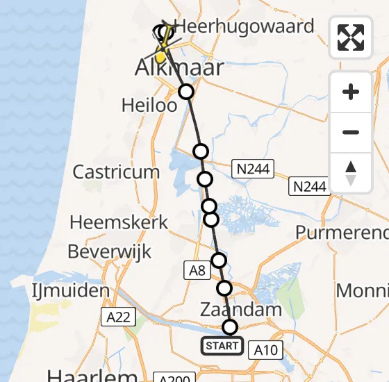 Vlucht Traumahelikopter PH-LLN van Amsterdam Heliport naar Alkmaar op zondag 24 november 2024 4:12