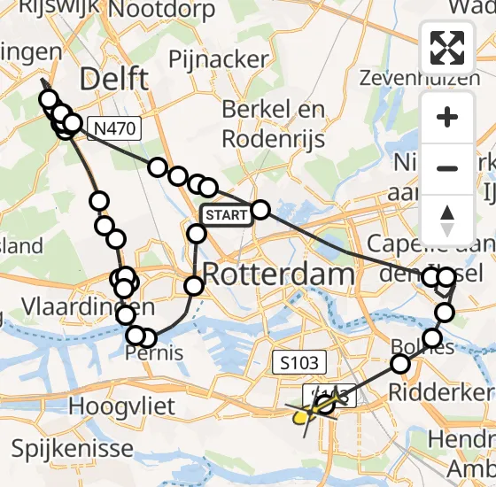 Vlucht Politiehelikopter PH-PXB van Rotterdam The Hague Airport naar Barendrecht op zondag 24 november 2024 9:31