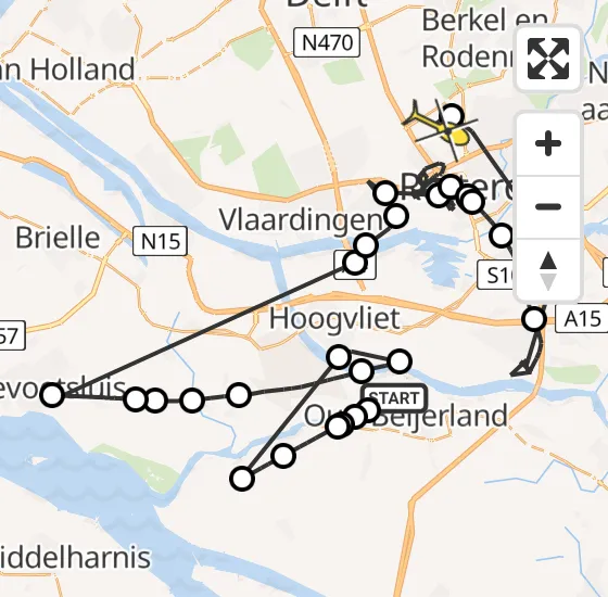 Vlucht Politiehelikopter PH-PXB van Spijkenisse naar Rotterdam The Hague Airport op zondag 24 november 2024 10:05