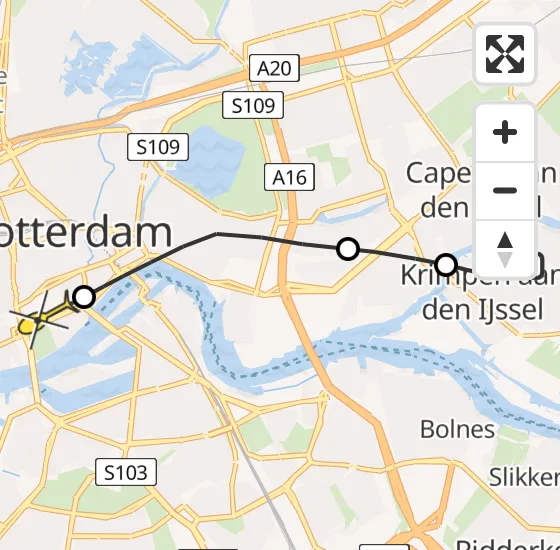 Vlucht Traumahelikopter PH-HVB van Krimpen aan den IJssel naar Erasmus MC op zondag 24 november 2024 10:21