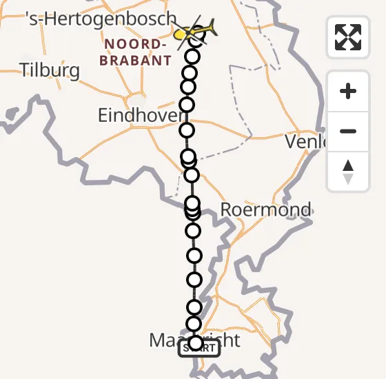 Vlucht Traumahelikopter PH-MAA van Maastricht UMC+ naar Vliegbasis Volkel op zondag 24 november 2024 10:56