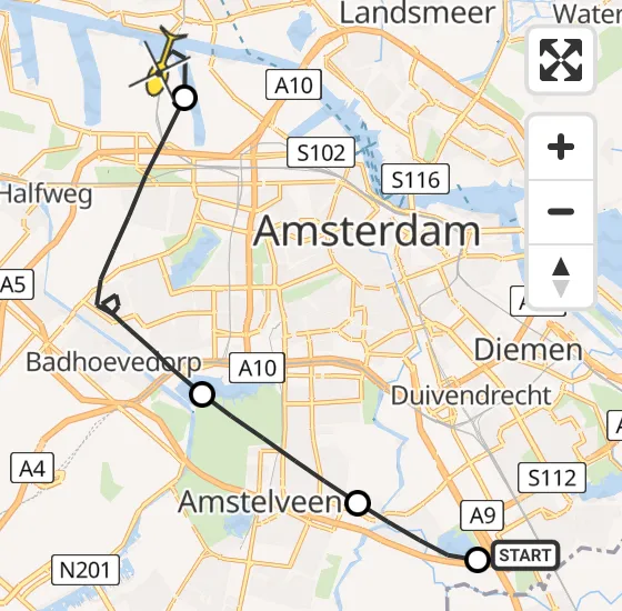 Vlucht Traumahelikopter PH-LLN van Academisch Medisch Centrum (AMC) naar Amsterdam Heliport op zondag 24 november 2024 16:37