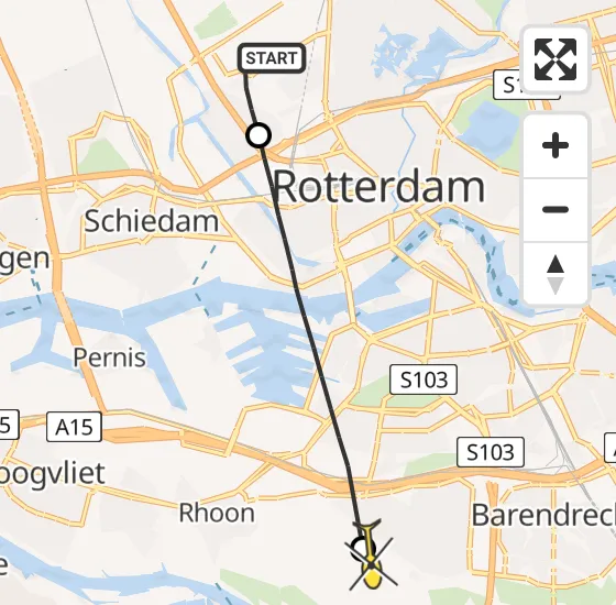 Vlucht Traumahelikopter PH-HVB van Rotterdam The Hague Airport naar Rhoon op zondag 24 november 2024 16:46