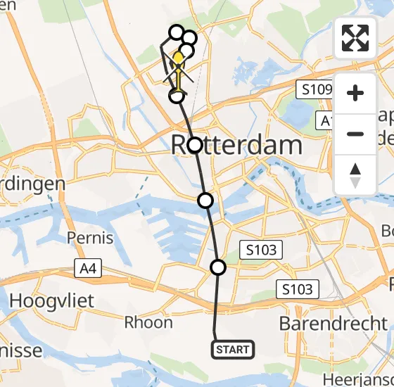 Vlucht Traumahelikopter PH-HVB van Rhoon naar Rotterdam The Hague Airport op zondag 24 november 2024 17:26