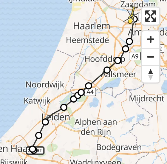 Vlucht Traumahelikopter PH-LLN van Leidschendam naar Amsterdam Heliport op zondag 24 november 2024 17:42