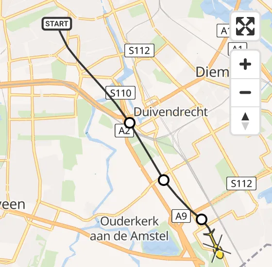 Vlucht Traumahelikopter PH-LLN van Amsterdam naar Academisch Medisch Centrum (AMC) op zondag 24 november 2024 20:01