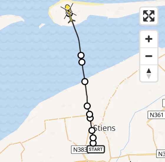 Vlucht Ambulancehelikopter PH-HOW van Vliegbasis Leeuwarden naar Ameland Airport Ballum op zondag 24 november 2024 20:08