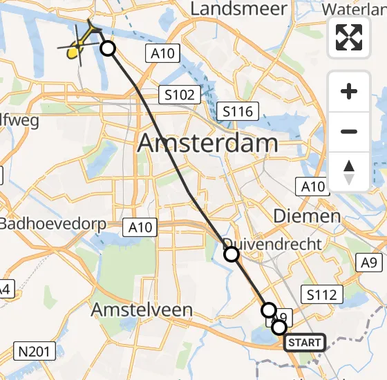 Vlucht Traumahelikopter PH-LLN van Academisch Medisch Centrum (AMC) naar Amsterdam Heliport op zondag 24 november 2024 20:21