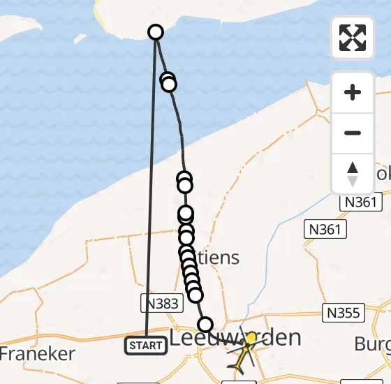 Vlucht Ambulancehelikopter PH-HOW van Dronryp naar Leeuwarden op zondag 24 november 2024 20:34