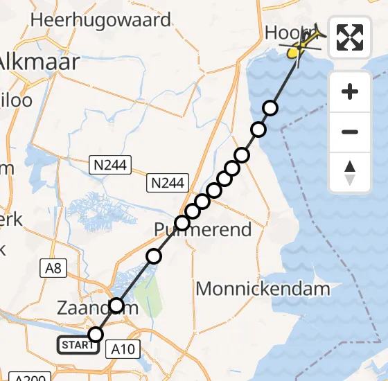 Vlucht Traumahelikopter PH-LLN van Amsterdam Heliport naar Hoorn op zondag 24 november 2024 20:50