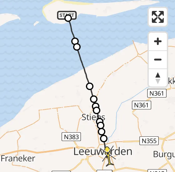 Vlucht Ambulancehelikopter PH-HOW van Ameland Airport Ballum naar Leeuwarden op zondag 24 november 2024 21:40