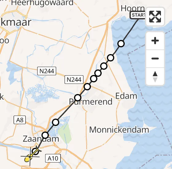 Vlucht Traumahelikopter PH-LLN van Hoorn naar Amsterdam Heliport op zondag 24 november 2024 22:02