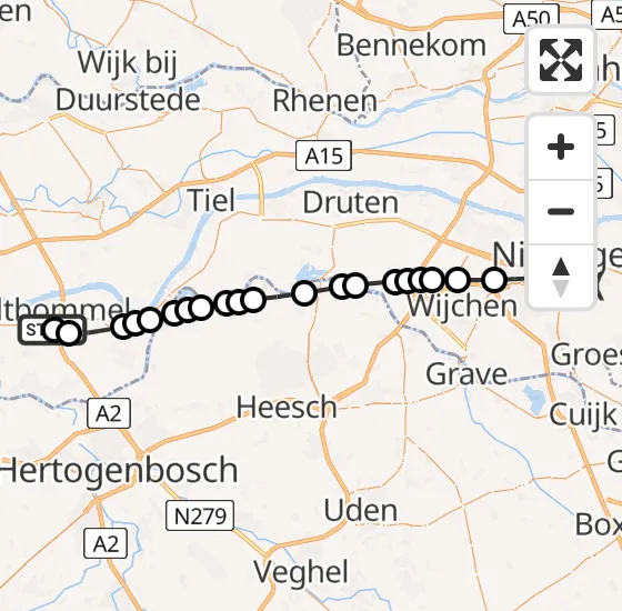 Vlucht Traumahelikopter PH-MAA van Zaltbommel naar Radboud Universitair Medisch Centrum op maandag 25 november 2024 1:32