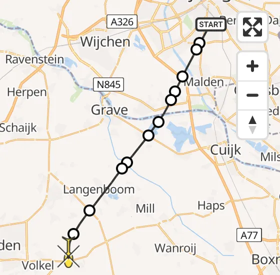 Vlucht Traumahelikopter PH-MAA van Radboud Universitair Medisch Centrum naar Vliegbasis Volkel op maandag 25 november 2024 2:27