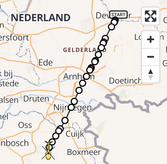 Vlucht Traumahelikopter PH-MAA van Deventer naar Vliegbasis Volkel op maandag 25 november 2024 5:46