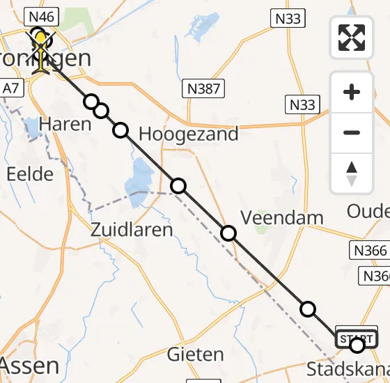 Vlucht Traumahelikopter PH-TTR van Alteveer naar Universitair Medisch Centrum Groningen op maandag 25 november 2024 7:57