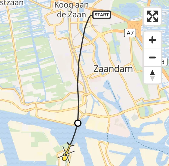 Vlucht Traumahelikopter PH-LLN van Zaandam naar Amsterdam Heliport op maandag 25 november 2024 9:01