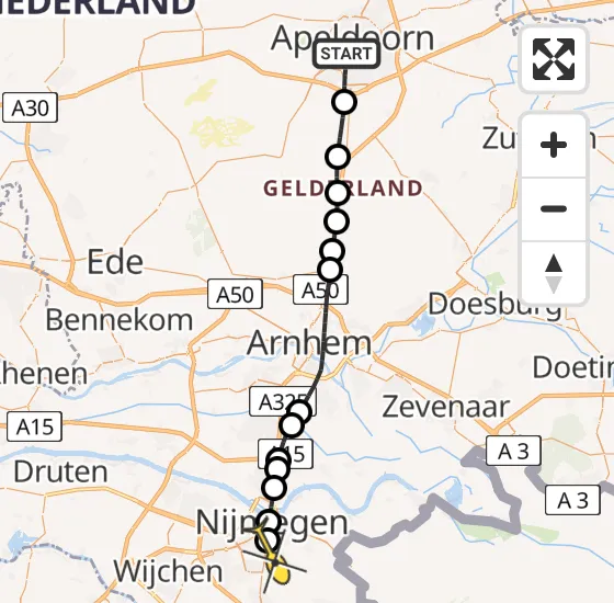 Vlucht Traumahelikopter PH-MAA van Apeldoorn naar Radboud Universitair Medisch Centrum op maandag 25 november 2024 9:19