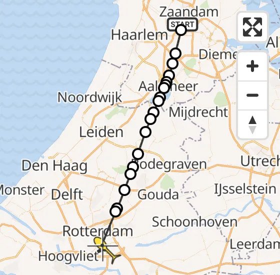 Vlucht Traumahelikopter PH-LLN van Amsterdam Heliport naar Rotterdam op maandag 25 november 2024 9:42