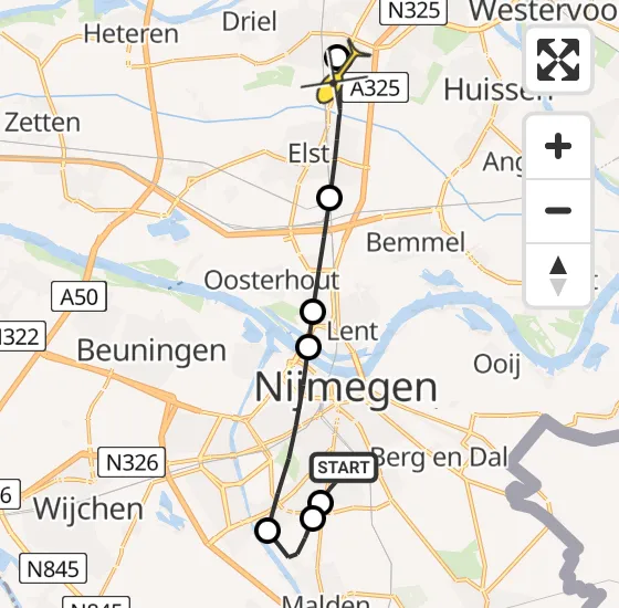 Vlucht Traumahelikopter PH-MAA van Radboud Universitair Medisch Centrum naar Elst op maandag 25 november 2024 10:11