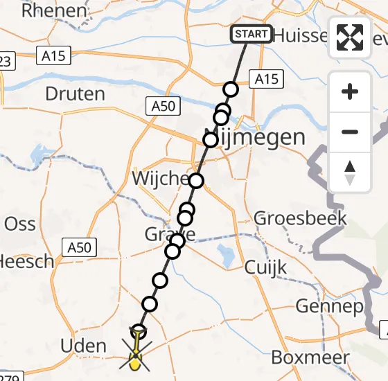 Vlucht Traumahelikopter PH-MAA van Elst naar Vliegbasis Volkel op maandag 25 november 2024 10:36