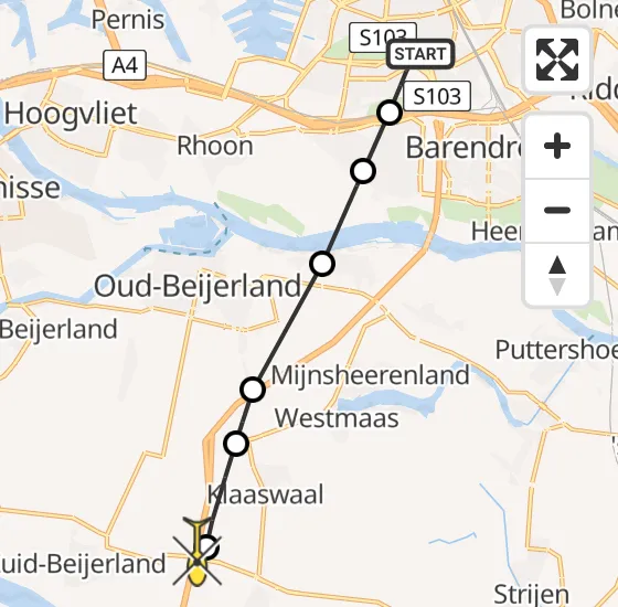 Vlucht Traumahelikopter PH-LLN van Rotterdam naar Numansdorp op maandag 25 november 2024 10:41