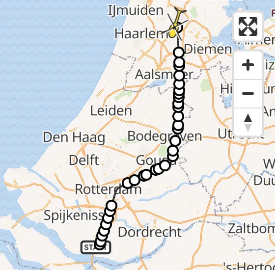 Vlucht Traumahelikopter PH-LLN van Numansdorp naar Amsterdam Heliport op maandag 25 november 2024 11:00