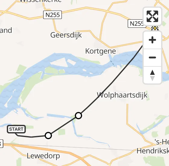 Vlucht Traumahelikopter PH-HVB van Vliegveld Midden-Zeeland naar Kats op maandag 25 november 2024 11:34