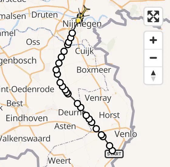 Vlucht Traumahelikopter PH-MAA van Reuver naar Nijmegen op maandag 25 november 2024 11:37