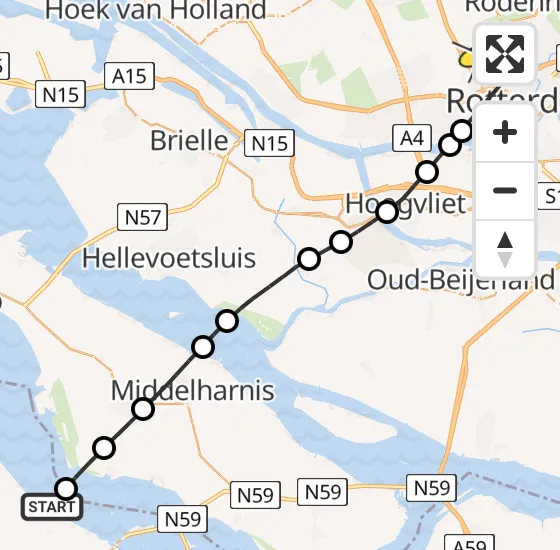 Vlucht Traumahelikopter PH-HVB van Dreischor naar Rotterdam The Hague Airport op maandag 25 november 2024 11:42