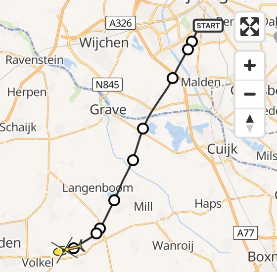 Vlucht Traumahelikopter PH-MAA van Radboud Universitair Medisch Centrum naar Vliegbasis Volkel op maandag 25 november 2024 12:38