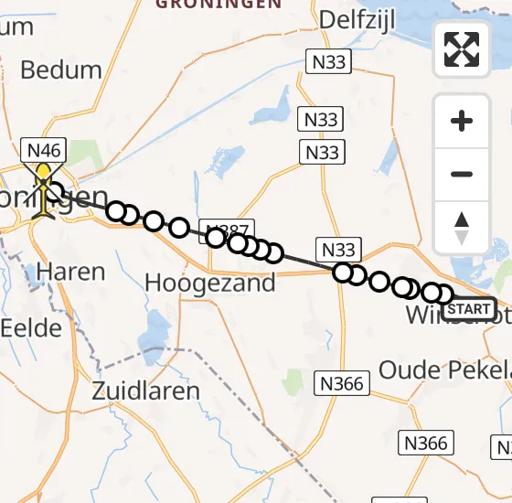 Vlucht Traumahelikopter PH-TTR van Winschoten naar Universitair Medisch Centrum Groningen op maandag 25 november 2024 14:24