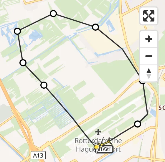 Vlucht Traumahelikopter PH-HVB van Rotterdam The Hague Airport naar Rotterdam The Hague Airport op maandag 25 november 2024 15:05