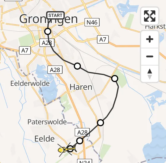 Vlucht Traumahelikopter PH-TTR van Universitair Medisch Centrum Groningen naar Groningen Airport Eelde op maandag 25 november 2024 15:22