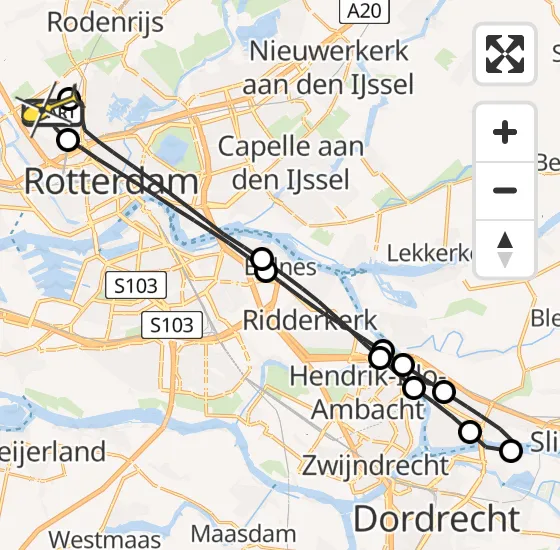 Vlucht Traumahelikopter PH-HVB van Rotterdam The Hague Airport naar Rotterdam The Hague Airport op maandag 25 november 2024 15:40