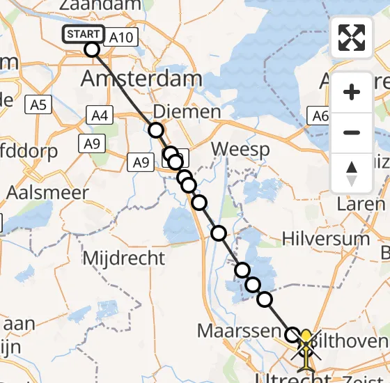 Vlucht Traumahelikopter PH-LLN van Amsterdam Heliport naar Utrecht op maandag 25 november 2024 16:53