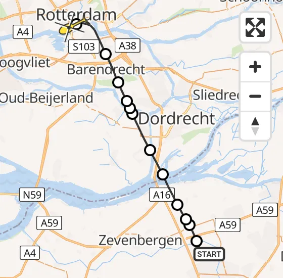 Vlucht Traumahelikopter PH-HVB van Breda naar Erasmus MC op dinsdag 26 november 2024 0:42