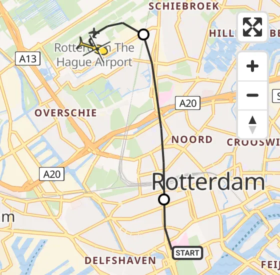 Vlucht Traumahelikopter PH-HVB van Erasmus MC naar Rotterdam The Hague Airport op dinsdag 26 november 2024 1:15