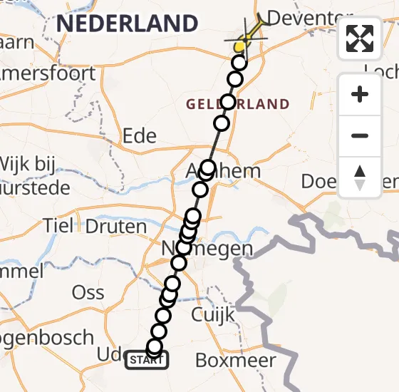 Vlucht Traumahelikopter PH-MAA van Vliegbasis Volkel naar Apeldoorn op dinsdag 26 november 2024 3:06