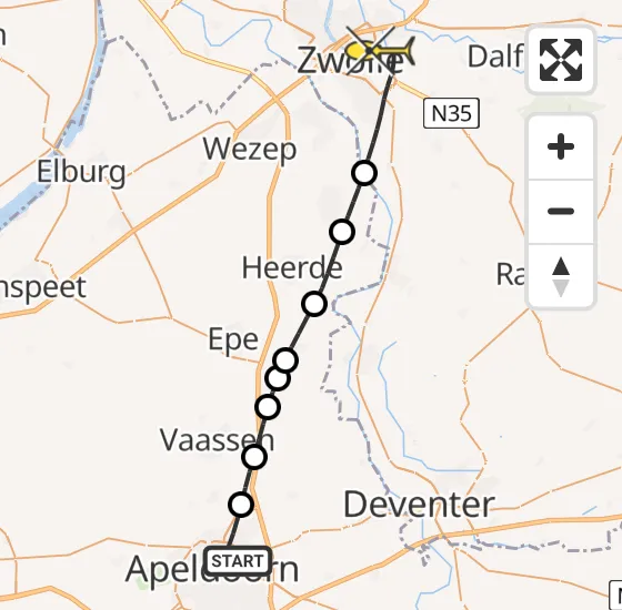 Vlucht Traumahelikopter PH-MAA van Apeldoorn naar Zwolle op dinsdag 26 november 2024 3:43