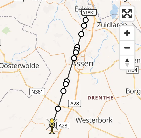 Vlucht Traumahelikopter PH-TTR van Groningen Airport Eelde naar Dwingeloo op dinsdag 26 november 2024 8:28