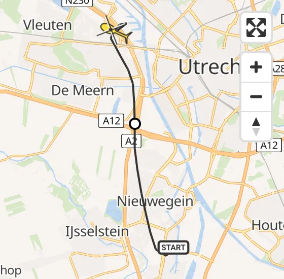 Vlucht Traumahelikopter PH-UMC van Nieuwegein naar Utrecht op dinsdag 26 november 2024 8:36