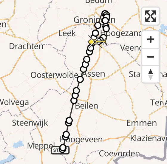 Vlucht Traumahelikopter PH-TTR van de Wijk naar Groningen Airport Eelde op dinsdag 26 november 2024 9:06