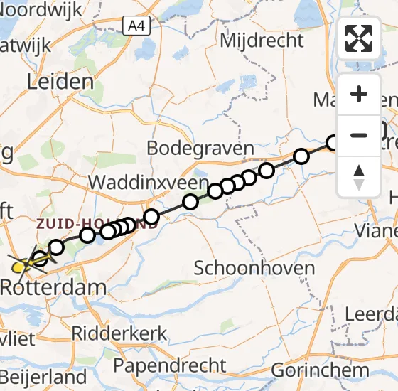 Vlucht Traumahelikopter PH-UMC van Utrecht naar Rotterdam The Hague Airport op dinsdag 26 november 2024 9:07