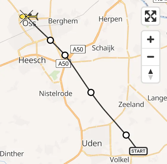 Vlucht Traumahelikopter PH-MAA van Vliegbasis Volkel naar Oss op dinsdag 26 november 2024 10:26