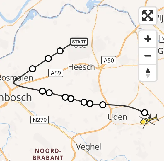 Vlucht Traumahelikopter PH-MAA van Oss naar Vliegbasis Volkel op dinsdag 26 november 2024 10:43