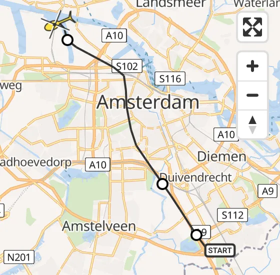 Vlucht Traumahelikopter PH-LLN van Academisch Medisch Centrum (AMC) naar Amsterdam Heliport op dinsdag 26 november 2024 12:12