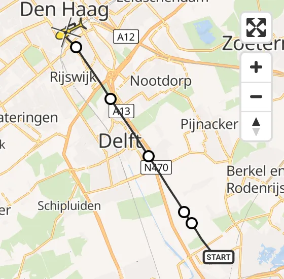 Vlucht Traumahelikopter PH-UMC van Rotterdam The Hague Airport naar Den Haag op dinsdag 26 november 2024 14:34