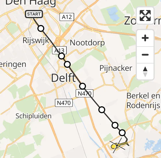 Vlucht Traumahelikopter PH-UMC van Den Haag naar Rotterdam The Hague Airport op dinsdag 26 november 2024 14:42